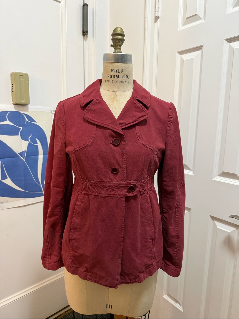Marni Burgundy cotton canvas Jacket with Notched Collar